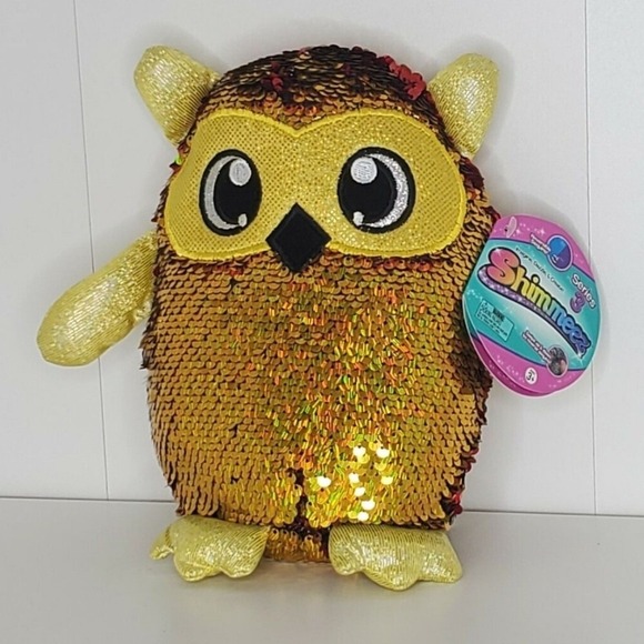 Shimmeez Series 3 Flip Sequin Plush Owl Toy Stuffed Animal Gold to Red - Picture 8 of 9